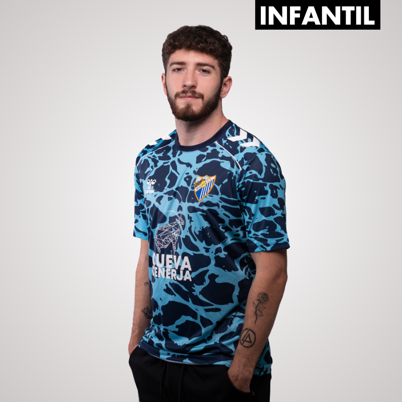 MALAGA CF OFFICIAL PREMATCH NAVY BLUE T-SHIRT 2025/26 -JUNIOR-
