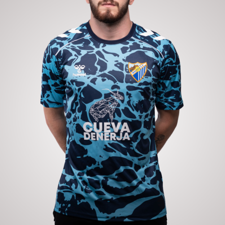 MALAGA CF OFFICIAL PREMATCH NAVY BLUE T-SHIRT 2025/26 -JUNIOR-