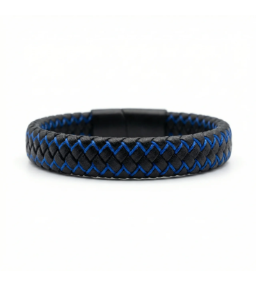 BLACK AND BLUE LEATHER BRACELET MALAGA CF