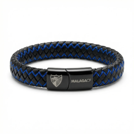 PULSERA PIEL NEGRA/AZUL MALAGA CF