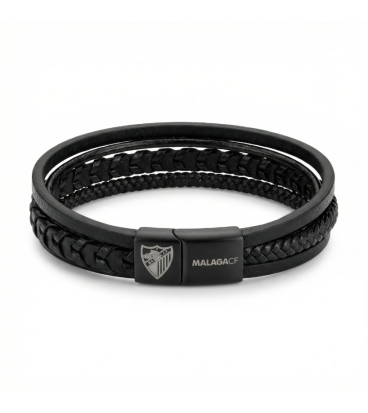 PULSERA PIEL NEGRA MALAGA CF