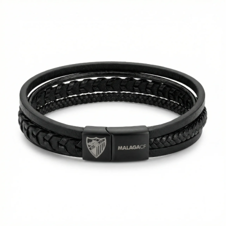 PULSERA PIEL NEGRA MALAGA CF