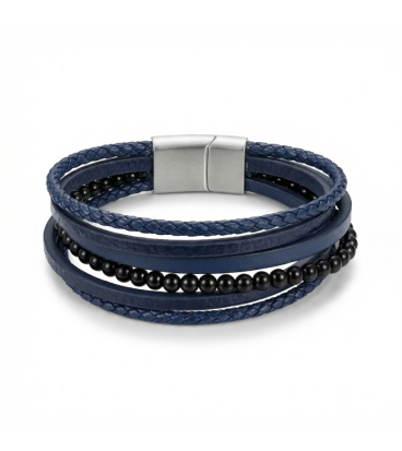 BLUE LEATHER BRACELET MALAGA CF